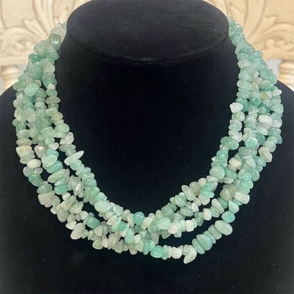 Jewelry - Green Aventurine Gemstone Four Strand Necklace 18" Beaded Women's Jewelry